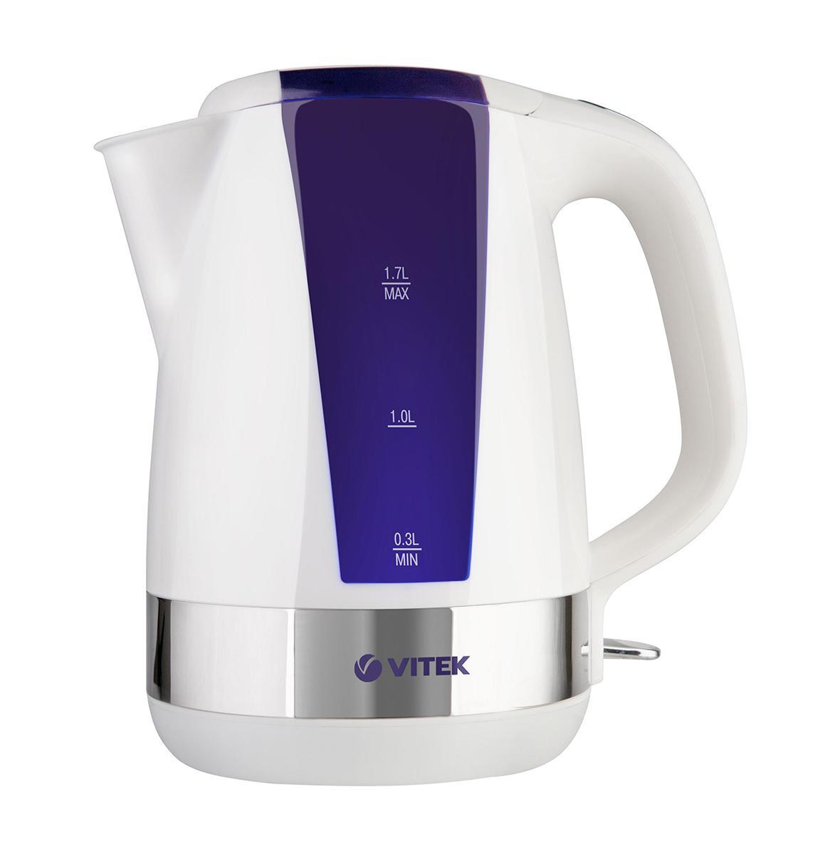 Vitek VT-1165, Violet электрочайникVT-1165, Violet Vitek VT-1165, Violet электрочайникVT-1165, VioletЭлектрический чайник VT-1165 VT - это удобный и легкий в обращении прибор, который украсит вашу кухню благодаря оригинальному дизайну корпуса. Корпус чайника выполнен из высококачественного пищевого пластика, материала, который не меняет вкуса воды. Основание корпуса украшено оригинальной металлической вставкой, что придает прибору еще больше изящества. Чайник оснащен всеми необходимыми для качественной работы функциями. Мощность чайника 2200 Вт и объем 1,7 л позволяют быстро вскипятить воду и угостить вкуснейшими горячими напитками большую компанию гостей. Наличие специального фильтра позволяет сохранить чистоту воды, предотвращая попадание в напиток мелких частиц. Использование в чайнике скрытого нагревательного элемента поможет безопасно кипятить даже небольшое количество воды, а также легко ухаживать за прибором. Определить количество воды позволит шкала уровня воды на корпусе чайника. Прибор оснащен также внутренней подсветкой, которая показывает, что чайник включен - это...