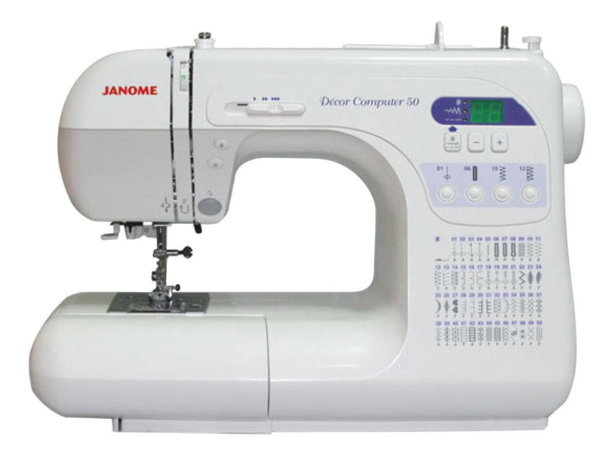 Janome DC 50 швейная машинаDC 50 Janome DC 50 швейная машинаDC 50Машина DC 3050 оснащена полным набором функций для идеального исполнения Ваших декоративных и швейных проектов. С компьютерной точностью изготовление любых швейных изделий становится легким и быстрым. Выбор стежков происходит за одно мгновение с помощью большого светового дисплея. Компьютерная швейная машина DC 3050 сочетает в себе качество стежков Janome и умеренную цену. Отличительные особенности: 47 стежков, включая фамильные и стежки для квилтинга 3 вида петель: прямоугольная, круглая, с глазком Диапазон тканей от кожи до шелка Автоматическая регулировка натяжения нити Отключение механизма подачи ткани Плавная регулировка предела скорости шитья на корпусе машины Встроенный нитевдеватель Кнопка подъема/ опускания иглы Точечная закрепка Максимальный подъем лапки 13 мм Съемная рукавная платформа Мгновенный выбор стежков Жесткий чехол
