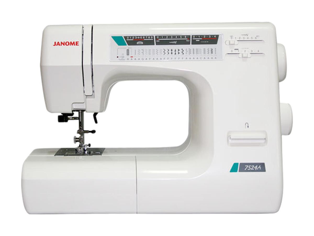Janome 7524 A швейная машина7524 А Janome 7524 A швейная машина7524 АЭта швейная машина построена на базе Janome 7524E и отличается от нее отсутствием электронного блока. Машина выполняет практически все необходимые для повседневного шитья строчки, среди которых несколько оверлочных и несколько строчек для работы с трикотажем, а также машина выметывает бельевую петлю в автоматическом режиме. Janome 7524A имеет мощность достаточную для работы с любыми тканями. При этом машина оснащена регулятором давления лапки на ткань, что позволяет работать с тонкими, тянущимися и другими проблемными тканями.