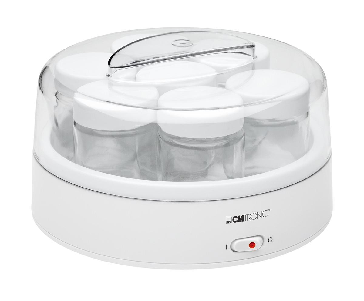 Clatronic JM 3344, White йогуртницаJM 3344 weis Clatronic JM 3344, White йогуртницаJM 3344 weisВедь вы волнуетесь о том, чтобы ваши домашние, а особенно дети, получали только свежие и полезные продукты? И как же хорошо, что придумано много умной техники, которая помогает создавать их в домашних условиях. Купить йогуртницу CLATRONIC JM 3344 - это значит сделать выбор одного из тех приборов, которые помогут обеспечить всю семью самыми популярными молочными продуктами. Йогуртница рассчитана на получение 1,1 л чистого йогурта. Вам только нужно поставить в нее специальные баночки, которых в комплекте ровно семь, и нажать на кнопку ВКЛ. Через 8 часов йогурт готов. А теперь можно добавлять в него все, что вам особенно нравится - бананы, абрикосы, яблоки, пророщенные злаки. Но хоть прибор и называется йогуртница, рецепты для получения кефира, ряженки, сметаны в ней можно смело использовать. Некоторые из них вы найдете в инструкции к применению прибора.