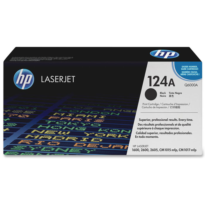 HP Q6000A, Black тонер-картриджQ6000A HP Q6000A, Black тонер-картриджQ6000AКартридж HP 124A с тонером ColorSphere для принтеров HP Color LaserJet 1600/2600/CM1015 MFP.