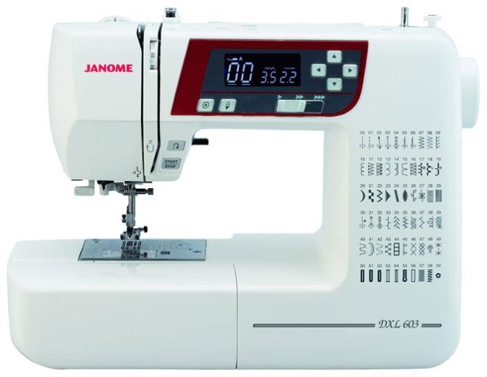 Janome 603 DC швейная машина603 Janome 603 DC швейная машина603Новинка! Стильная и компактная швейная машина Janome 603 DC. Машина оснащена полным набором декоративных и швейных функций. С компьютерной точностью, изготовление любых швейных изделий становится легким и быстрым. Машина понравится как профессионалам, так и любителям пэчворка и квилтинга. Используя уникальную угловую шкалу на игольной пластине, можно легко прошивать части пэчворка, под нужным углом. Janome 603 DC - отличная модель!