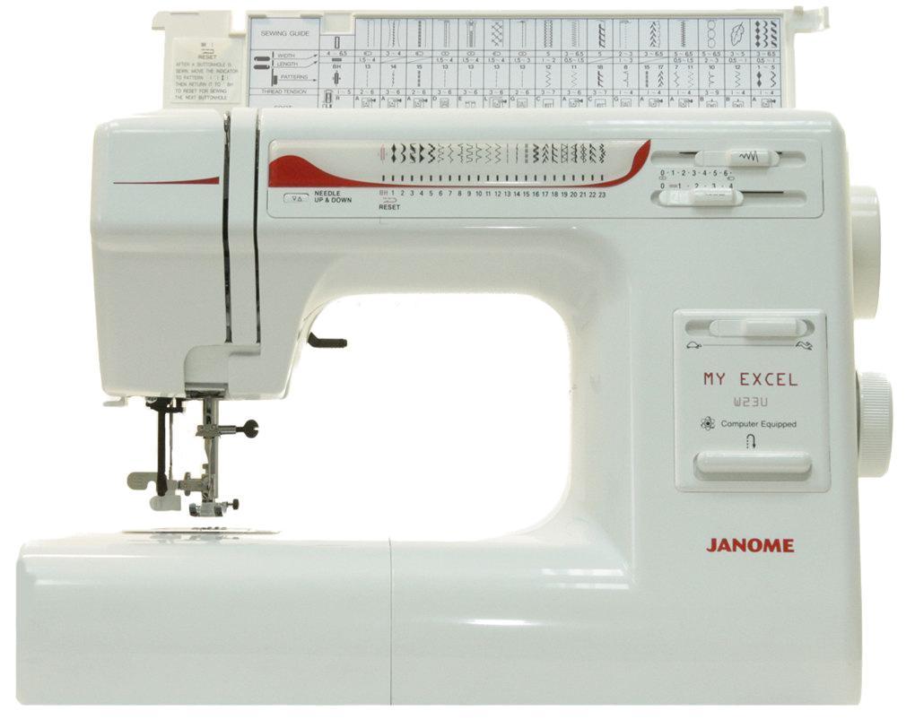 Janome My Excel W23U швейная машинаW23U Janome My Excel W23U швейная машинаW23UОптимальный набор операций данной модели позволит Вам создать изделие любой сложности. Возможность регулирования давления лапки на ткань облегчает работу даже с самыми сложными и капризными материалами. Операция «петля-автомат» поможет аккуратно и быстро справиться с любым количеством петель на Вашем изделии. Современное горизонтальное челночное устройство облегчит уход за Вашей машиной. Функция «Плавная регулировка скорости» позволит без проблем работать в любом режиме. Отличительные особенности: Горизонтальный челнок Нитевдеватель Нитеобрезатель Ширина зиг-зага 6.5 Длина стежка 4 мм Регулятор давления лапки на ткань Регулятор натяжения верхней нити Регулятор скорости шитья на корпусе машины Регулятор баланса петли Установка верхнего/нижнего положения иглы Съемная рукавная платформа Свободный рукав Жесткий чехол Технические характеристики: Выполняет 23 вида строчки: Рабочие Оверлочные Декоративные Трикотажные Петля-автомат