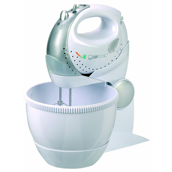 Clatronic HMS 2739, White миксерHMS 2739 white 250W 2 in 1 Clatronic HMS 2739, White миксерHMS 2739 white 250W 2 in 1Ручной миксер Clatronic HMS 2739 сочетает в себе функции миксера, блендера и тестомешалки. Clatronic HMS 2739 оснащен мощным двигателем с низким уровнем вибрации и имеет 5 рабочих скоростей + турбо режим. Все его принадлежности можно мыть в посудомоечной машине. Также миксер имеет кнопку извлечения венчиков.