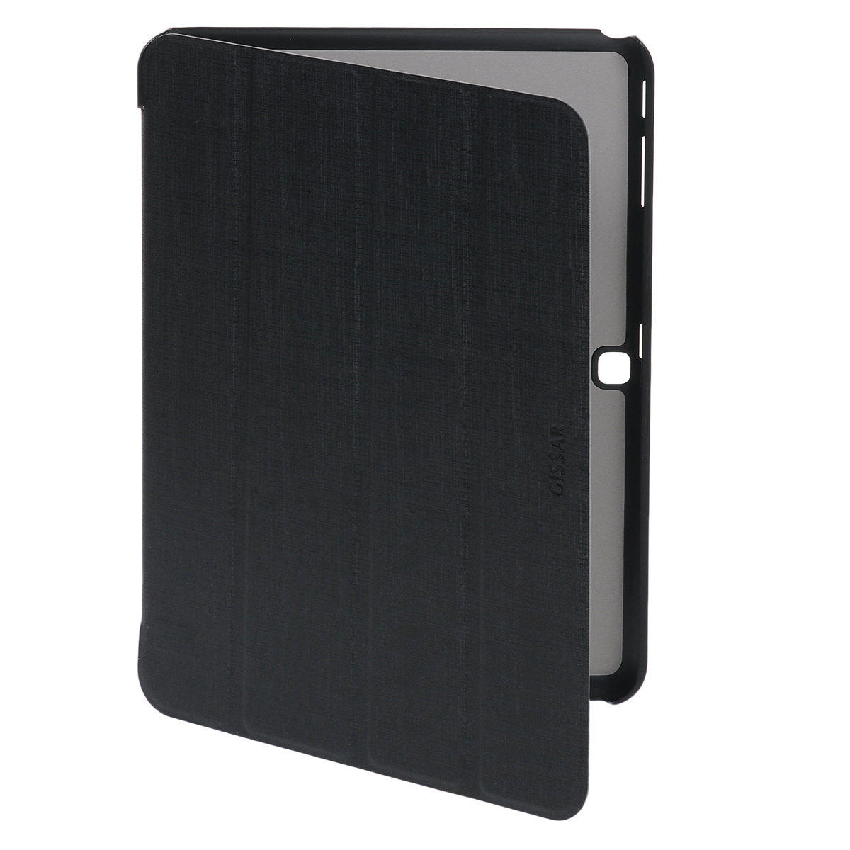 Gissar Metallic чехол для Samsung Galaxy Tab 4 10.1, Black2312 Gissar Metallic чехол для Samsung Galaxy Tab 4 10.1, Black2312Чехол Gissar Metallic для Samsung Galaxy Tab 4 10.1 надежно защищает ваш планшетный компьютер от механических повреждений и царапин. Благодаря продуманной конструкции все необходимые разъемы и кнопки планшета остаются в свободном доступе. Гибкая крышка, состоящая из 4 сегментов, превращает чехол в удобную подставку для устройства, которая обеспечивает пользователю комфорт во время чтения с экрана или просмотра фильмов. Чехол изготовлен из качественной PU кожи с металлическим оттенком. Комфортный набор текста Поддержка режима сна