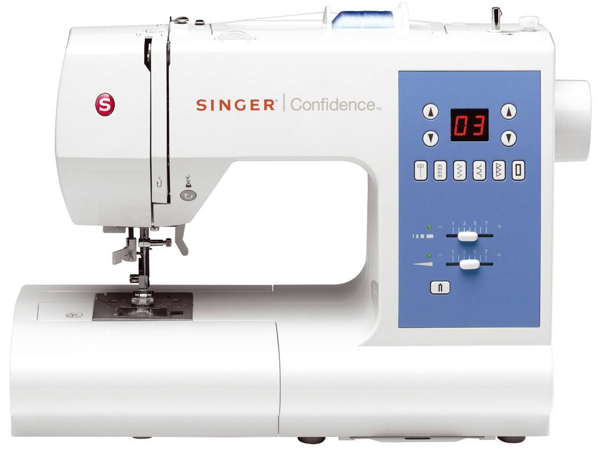 Singer 7465 швейная машинаConfidence 7465 белый Singer 7465 швейная машинаConfidence 7465 белыйЭлектронная швейная машина, 50 операций, 6 кнопок выбора рисунка, 2 вида изготовления петель. Жидкокристаллический дисплей, автоматическая заправка нити, автоматическое натяжение нити, регулируемая подача ткани. Режим двойной иглы, набор специальных принадлежностей в отделении съемной платформы.