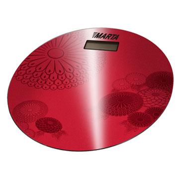 Marta MT-1662, Red напольные весыMT-1662 Red Marta MT-1662, Red напольные весыMT-1662 RedЭлектронные напольные круглые весы с платформой из полированного стекла и крупным жидкокристаллическим дисплеем с легко читаемыми цифрами. Обеспечивают взвешивание до 180 килограммов с точностью до 100 граммов и способны работать с различными единицами измерения. Для экономии заряда батарей весы отключаются автоматически, если не используются, а индикаторы перегрузки и замены батареи сделают работу весов бесперебойной в течение длительного времени. Благодаря разнообразию расцветок и привлекательному дизайну весы легко впишутся в любой интерьер.