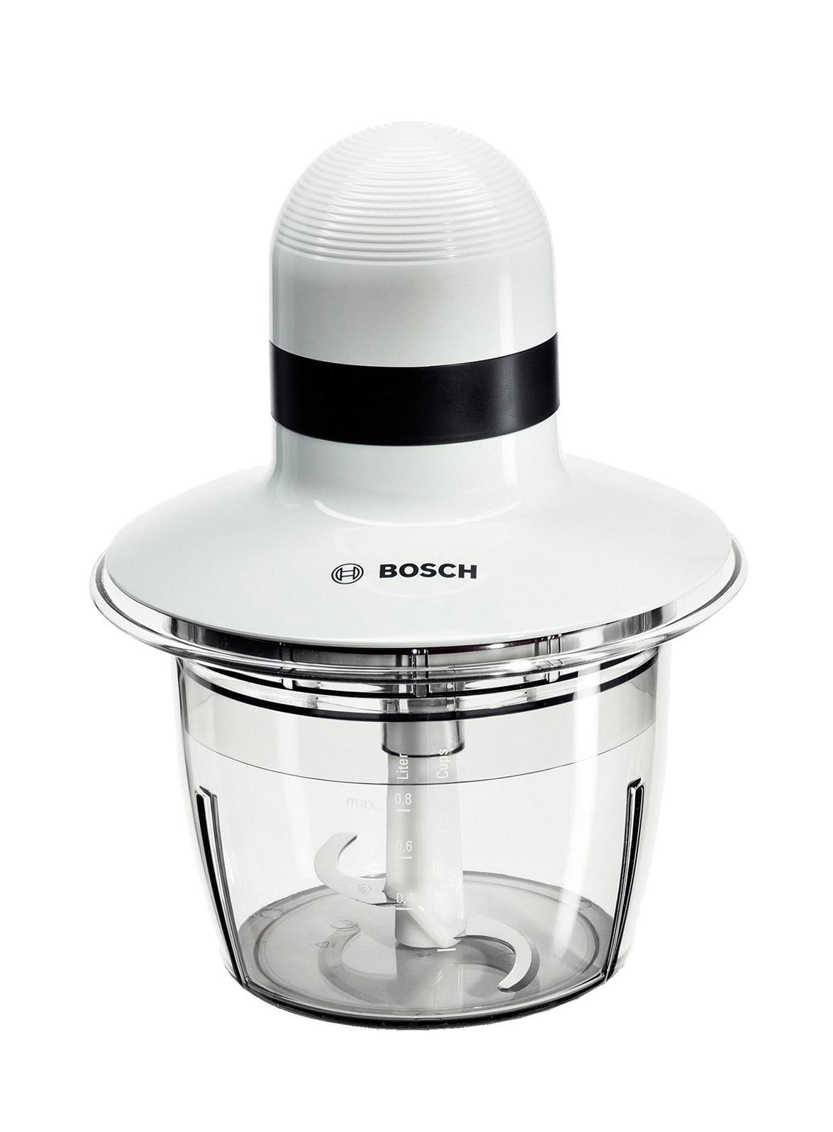 Bosch MMR08A1 измельчительMmr 08A1 Bosch MMR08A1 измельчительMmr 08A1Простой в эксплуатации измельчитель Bosch MMR08A1 прекрасно подойдет для приготовления овощных салатов, соусов, а также многих других блюд. Чаша-измельчитель с рядом лопастных ножей для измельчения мяса, рыбы, овощей и пр. Компактная, объём не превышает 0.8 л. Чаша изготовлена из ударопрочного пластика, а нож - из нержавеющей стали. Мощность устройства составляет 400 Вт, а работа возможно только в одном режиме и с одной скоростью. При этом пользователь отдельно может активировать импульсный режим во избежание излишней нагрузки на мотор при нарезании твёрдых продуктов.