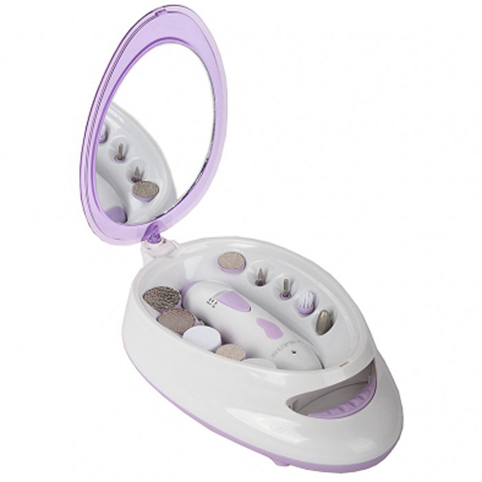 Supra MPS-105, Violet маникюрный наборMPS-105 violet Supra MPS-105, Violet маникюрный наборMPS-105 violetМаникюрный набор Supra MPS-105 violet имеет две скорости вращения насадок. В набор входят 10 насадок: большая крупнозернистая дисковая насадка, малая крупнозернистая дисковая насадка, мелкозернистая дисковая насадка, полировочная дисковая насадка, фетровая дисковая насадка , большая конусная насадка, малая конусная насадка с острой вершиной, малая цилиндрическая насадка, круглая щеточка, насадка для отодвигания кутикулы. Оснащен встроенной сушкой. Питание: от аккумулятора или от сети.