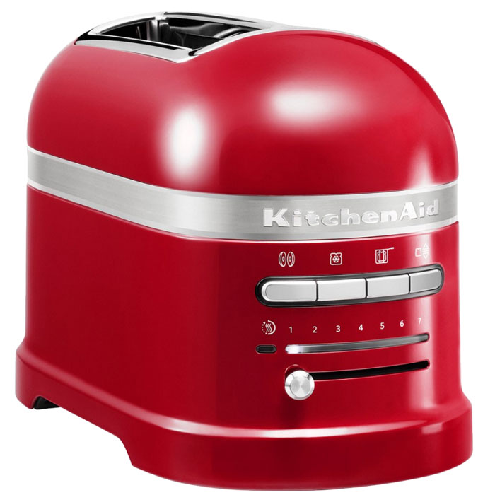 KitchenAid Artisan (5KMT2204EER), Red тостер5KMT2204EER KitchenAid Artisan (5KMT2204EER), Red тостер5KMT2204EERKitchenAid Artisan 5KMT2204 - один из самых совершенных тостеров, представленных сегодня на рынке. Его классический дизайн послужит отличным дополнением любого интерьера кухни, кроме того, вы сможете выбрать цвет тостера в зависимости от своих предпочтений. Девять режимов работы позволяют получить хрустящую корочку от слегка золотистого до коричневого цвета. Когда тосты готовы, подается звуковой сигнал. Затем тостер поддерживает готовые хлебцы теплыми, пока их не вынут. Для тех, кто любит незажаренный теплый хлеб к завтраку, предусмотрена функция подогревания. Установив на верхнюю часть прибора решетку для разогрева выпечки, вы получите вкусные булочки, пирожки, круассаны, будто только вынутые из духовки. Надежность и долговечность техники KitchenAid определяется технологией производства. Цельнометаллический корпус покрывается ударопрочной, гигиеничной эмалью, все материалы и детали приборов проходят тщательную проверку, поэтому тостеры KitchenAid служат своим владельцам не...