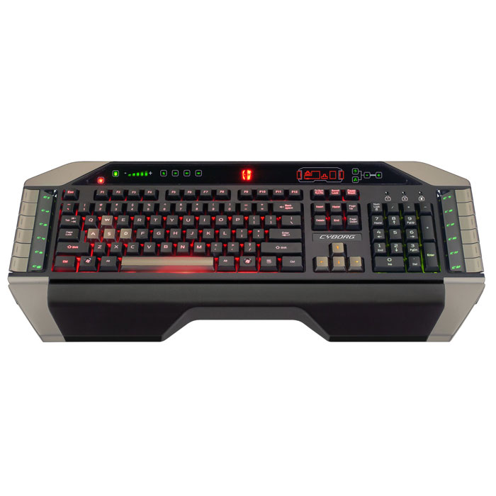 PC Клавиатура Mad Catz V.7 Keyboard игровая US/Rus (MCB43107N0B2/04/1)MCB43107N0B2/04/1,MCB43107R0B2/04/1 PC Клавиатура Mad Catz V.7 Keyboard игровая US/Rus (MCB43107N0B2/04/1)MCB43107N0B2/04/1,MCB43107R0B2/04/1Игровая клавиатура Mad Catz C.Y.B.O.R.G. V.7 - настоящая мечта всех игроков, с мощнейшей производительностью. Разноцветная подсветка, которую Вы сможете полностью настроить под себя. 12 дополнительных клавиш для записи макросов. Количество одновременных нажатий не ограничено. У клавиатуры имеется настраиваемая подставка. И как принято, для манипуляторов этого класса дополнительные аудио и Usb выходы. Подставка под запястья, которую можно отрегулировать как и угол наклона клавиатуры. Приборная панель оборудована тач-кнопками, позволяющими управлять подсветкой, медиа-файлами и звучанием всего одним прикосновением пальца.