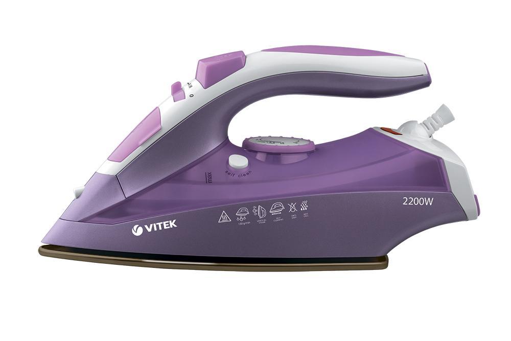 Vitek VT-1238(VT)VT-1238(VT) Vitek VT-1238(VT)VT-1238(VT)Правильный уход за одеждой – это залог Вашего безупречного вида. И глажение вещей здесь занимает не последнюю роль. При помощи утюга VT-1238 вы с легкостью отпарите тонкие ткани и разгладите складки и заломы на грубых материалах. Несколько режимов работы, наличие функции постоянной подачи пара и разбрызгивания – это лишь часть неоспоримых преимуществ данной модели. Антипригарное покрытие подошвы утюга предотвратит возможности образования зацепок на одежде при глажении или прилипание вещей к подошве. А противокапельная система исключит возможность образования разводов на ткани.