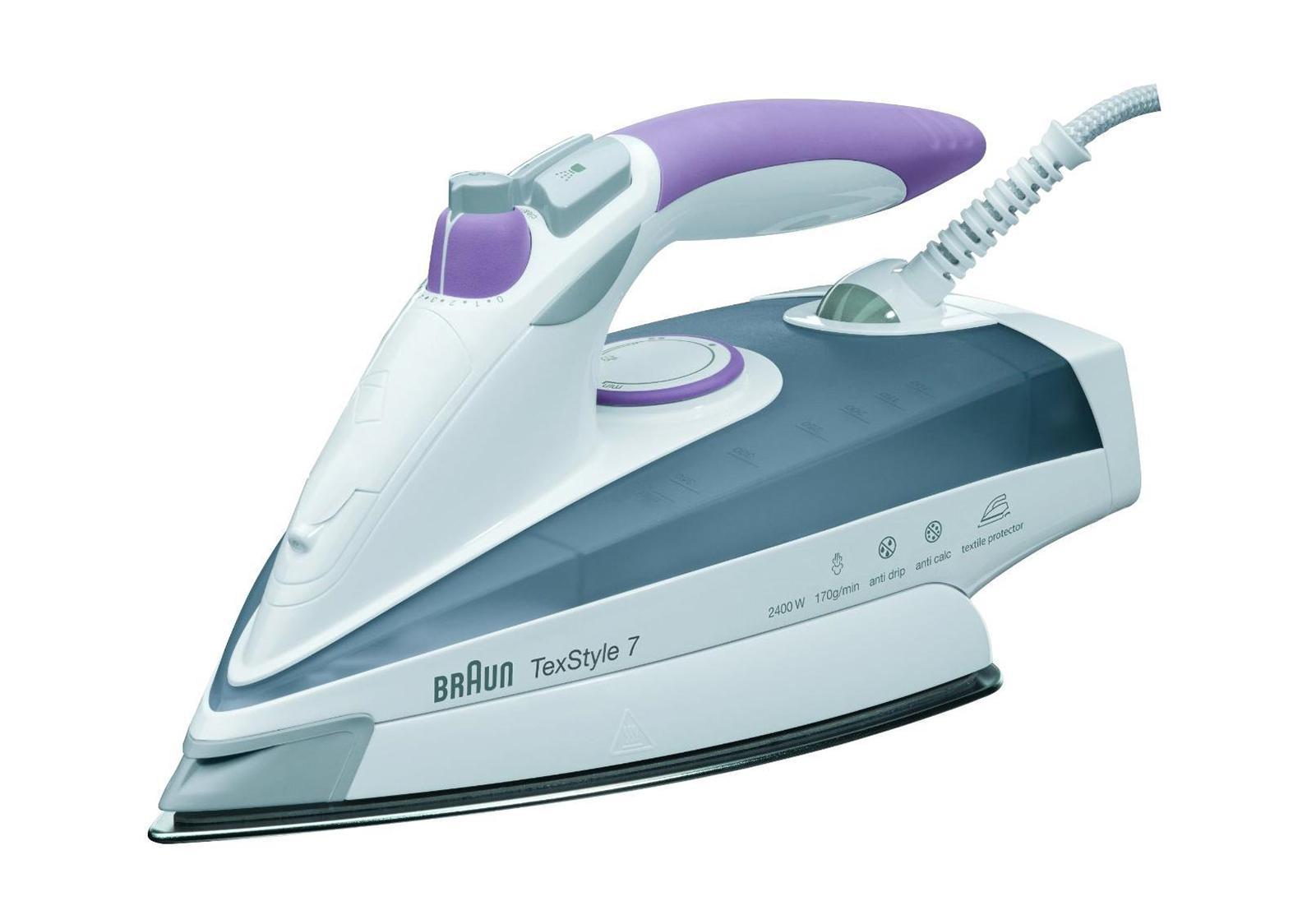 Braun TexStyle TS755 утюг0X12711023 Braun TexStyle TS755 утюг0X12711023Сверхпрочное основание утюга Saphir, специально разработанное для того, чтобы облегчить скольжение, позволит вам с легкостью прогладить даже самые сложные места юбки или рубашки. Специальный паровой утюг Braun TexStyle TS 755 относится к приборам премиум-класса, ввиду крайнего его комфорта в использовании и утонченного, эргономичного дизайна. Пар глубоко проникает в слои одежды и идеально разглаживает её. Мощность утюга составляет 2400 Ватт, которые обеспечивают крайнюю его эффективность даже в случае сложных, утонченных тканей. Одним движением вы можете проглаживать настолько внушительные участки одежды, белья и штор, что сами не заметите, как завершите глажку. Прибор абсолютно безопасен для любых материалов, так как выполнен исходя из последних научных разработок для большего вашего комфорта. Гладить любую свою одежду станет вам в удовольствие вместе с утюгом Braun TexStyle TS 755! Утюг премиум класса с насадками для деликатных тканей...