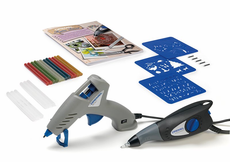 Набор для домашнего декора Dremel F013G290JDF013G290JD Набор для домашнего декора Dremel F013G290JDF013G290JDТехнические характеристики гравера: Входная номинальная мощность: 35 Ватт Напряжение: 230 В Частота ударов в минуту: 6000 Вес: 0,31 кг Длина: 17 см Технические характеристики клеевого пистолета: Напряжение: 100- 240 В Вес: 0,20 кг Длина: 14 см Две рабочих температуры: 105 / 165 °C Диаметр клеевого стержня: 7 мм