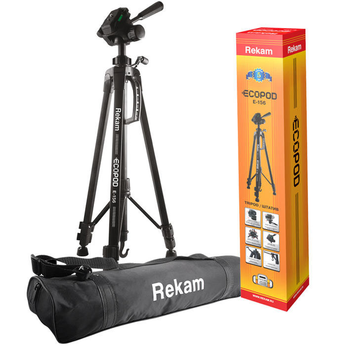 Rekam ECOPOD E-156 штативE-156 Rekam ECOPOD E-156 штативE-156Rekam ECOPOD E-156 - универсальный, 3-секционный штатив из серии ECOPOD. Предназначен для поездок и выездных съемок. Поперечные растяжки между опорами и центральной штангой позволяют установить штатив в ровное положение, не обладая специальными навыками. Опоры с шарнирной конструкцией и резиновыми насадками, способствует лучшему выравниванию, и предотвращают скольжение. Правильно установить горизонт помогает жидкостный уровень, расположенный на верхней площадке головы. Конструкция штатива обладает повышенной прочностью. Центральная колонна оснащена усиленными обжимными фиксаторами. Крюк для подвеса груза помогает повысить устойчивость штатива. Секции ног фиксируются при помощи удобных клипсовых зажимов. Механизм «головы» обеспечивает плавный ход, высокую степень свободы и возможность поворачивать камеру в вертикальное положение. Управление и фиксация «головы» осуществляется при помощи ручки. Съемная площадка для крепления камеры позволяет оперативно...