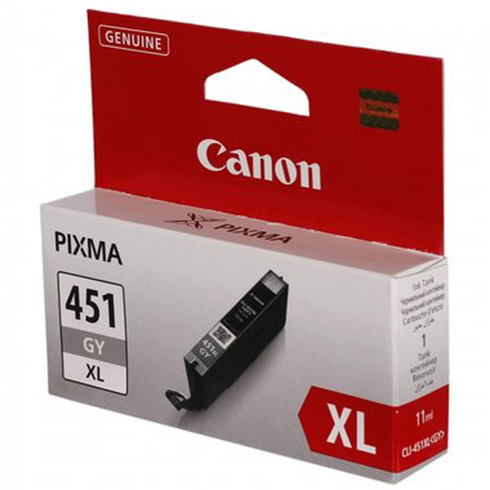 Canon CLI-451 GY XL картридж для струйных принтеров6476B001 Canon CLI-451 GY XL картридж для струйных принтеров6476B001Картридж повышенной емкости Canon CLI-451 XL с чернилами для струйных принтеров Canon PIXMA.