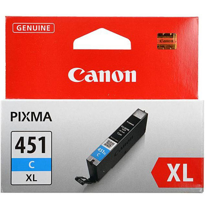 Canon CLI-451 C XL картридж для струйных принтеров6473B001 Canon CLI-451 C XL картридж для струйных принтеров6473B001Картридж повышенной емкости Canon CLI-451 XL с чернилами для струйных принтеров Canon PIXMA.