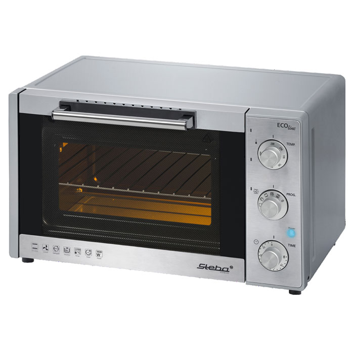 Steba KB 23 Eco мини-печьKB 23 Eco Steba KB 23 Eco мини-печьKB 23 EcoSteba KB 23 Eco - многофункциональная и надежная мини-печь с функцией самоочистки и возможностью плавной регулировки температуры (от 90 до 230 градусов). Благодаря своим небольшим размерам, печь идеально впишется даже в маленькую кухню, не занимая слишком значительное пространство. Вам доступно множество режимов работы (разморозка, выпечка, тушение, разогрев, жарка на вертеле) и полезных функций (конвекция, вертел, верхний и нижний нагрев). Встроенный таймер до 90 минут позволит устанавливать определенное время для приготовления каждого блюда. Дополнительное удобство в использовании обеспечивает внутренняя подсветка, термоизолированная ручка, а также противоскользящие ножки. В комплект также входит противень с антипригарным покрытием, вертел, решётка для гриля и поддон для крошек.