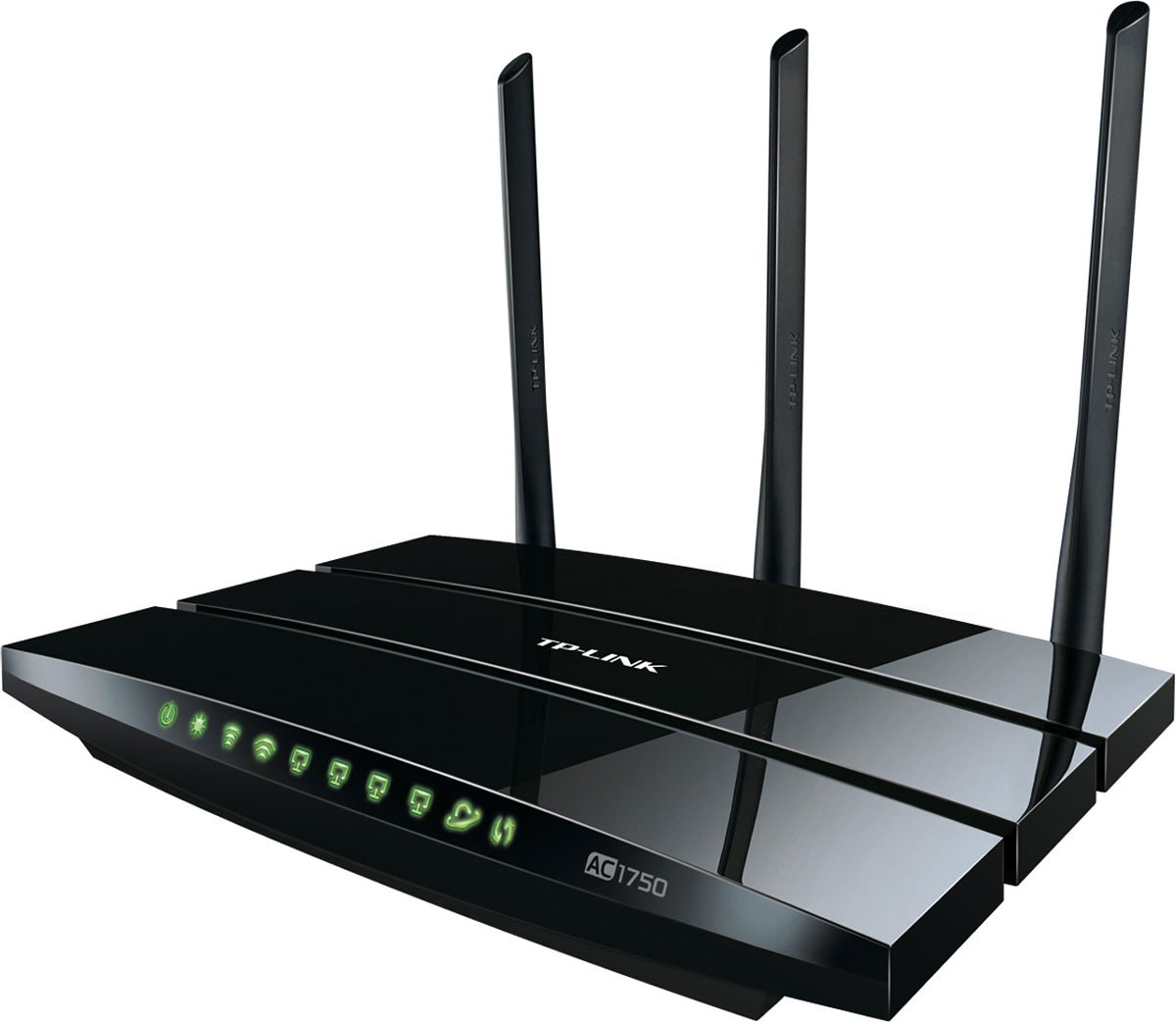 TP-Link Archer C7 AC1750 беспроводной маршрутизаторArcher C7 TP-Link Archer C7 AC1750 беспроводной маршрутизаторArcher C7Маршрутизатор TP-Link Archer C7 AC1750 поддерживает следующее поколение стандарта беспроводной связи 802.11ac, скорость которого в 3 раза превышает возможности устройств серии N. Устройство передаёт данные в двух частотных диапазонах, обеспечивая совокупную пропускную способность до 1,75 Гбит/с. При скорости в 1,3 Гбит/с на частоте 5 ГГц и 450 Мбит/с на частоте 2,4 ГГц Archer C7 является превосходным выбором для просмотра потокового видео в формате HD, онлайн-игр и других задач, требовательных к пропускной способности. Один гигабитный порт WAN и четыре гигабитных порта LAN обеспечивают скорость, в четыре раза превышающую скорость стандартного Ethernet- соединения. Archer C7 является мощным сетевым центром, способным поддерживать надежную и в высшей степени быструю проводную сеть. Благодаря двум многофункциональны портам USB вы сможете предоставить совместный доступ к принтерам, файлам и мультимедиа для различных устройств в вашей...