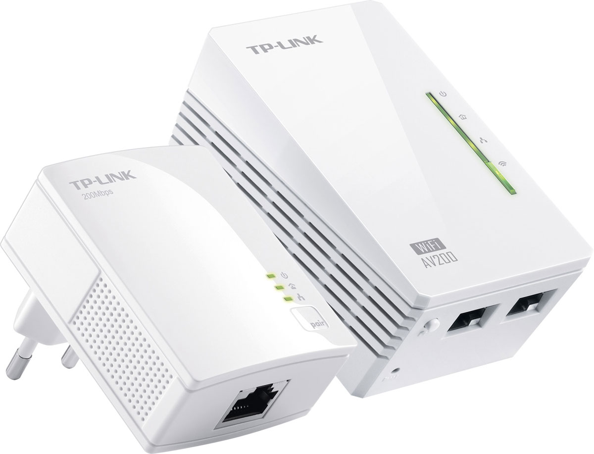 TP-Link TL-WPA2220KIT AV200 комплект адаптеров PowerlineTL-WPA2220KIT TP-Link TL-WPA2220KIT AV200 комплект адаптеров PowerlineTL-WPA2220KITTL-WPA2220KIT позволит вам увеличить зону покрытия локальной сети в любой комнате вашего дома благодаря существующей электросети. TL-WPA2220KIT обладает кнопкой Wi-Fi Clone, позволяющей значительным образом расширить зону покрытия беспроводного сигнала - устройство автоматически скопирует SSID и пароль вашего маршрутизатора. Таким образом, TL-WPA2220KIT упростит вам настройку беспроводной сети и предоставит стабильное качество связи внутри вашей домашней сети. Благодаря Powerline адаптерам от компании TP-LINK вы сможете настроить надежную сеть Powerline всего за несколько минут. Просто подключите устройства и их можно использовать. Помимо того, кнопка Pair, расположенная на адаптерах, может использоваться для защиты и управления несколькими адаптерами Powerline внутри вашей домашней сети Powerline.