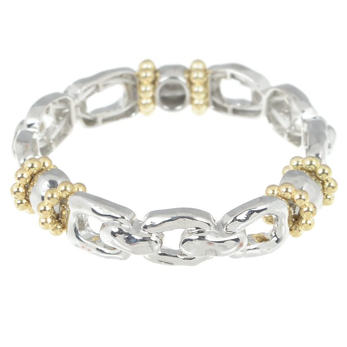 Браслет AtStyle247, цвет: серебряный, золотой. T-B-6003-BRAC-SL.GOLDT-B-6003-BRAC-SL.GOLD Браслет AtStyle247, цвет: серебряный, золотой. T-B-6003-BRAC-SL.GOLDT-B-6003-BRAC-SL.GOLDЭффектный женский браслет AtStyle247 из металлического сплава исполнен в виде толстой цепи. Изделие оформлено декоративными элементами из бусин разных цветов и размеров. Эластичная прочная резинка позволит идеально зафиксировать модель на руке. Браслет легко надевать и снимать. Это украшение позволит вам с легкостью воплотить самую смелую фантазию и создать собственный неповторимый образ. Красивый и необычный браслет блестяще подчеркнет ваш изысканный вкус и поможет внести разнообразие в привычный образ.