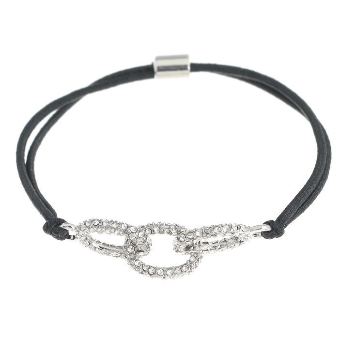 Браслет AtStyle247, цвет: серебряный, черный. T-B-8267-BRAC-SL.CRYSTALT-B-8267-BRAC-SL.CRYSTAL Браслет AtStyle247, цвет: серебряный, черный. T-B-8267-BRAC-SL.CRYSTALT-B-8267-BRAC-SL.CRYSTALИзящный женский браслет AtStyle247 изготовлен эластичной резинки с элементами из металлического сплава меди, цинка и железа. Модель оформлена декоративной цепочкой из трех звеньев, усыпанных стразами. Эластичная резинка обеспечивает надежную фиксацию модели на руке. Это стильное украшение позволит вам с легкостью воплотить самую смелую фантазию и создать собственный неповторимый образ, а также подчеркнет ваш безупречный вкус.