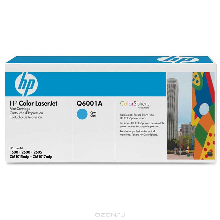 HP Q6001A, Cyan картридж для лазерных принтеровQ6001A HP Q6001A, Cyan картридж для лазерных принтеровQ6001AКартридж HP 124A с тонером ColorSphere для принтеров HP Color LaserJet 1600/2600/CM1015 MFP.
