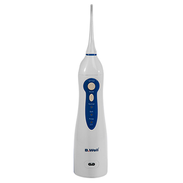 Ирригатор для полости рта портативный B.Well WI-91124112015,4975 Ирригатор для полости рта портативный B.Well WI-91124112015,4975Современный и компактный ирригатор B.Well – это профессиональный прибор для ухода за зубами и деснами в домашних условиях. Он эффективно очищает межзубное пространство от остатков пищи и микробов, удаляет мягкий зубной налет и является отличной профилактикой кариеса и заболеваний пародонта. Несмотря на свои небольшие размеры, мощность портативного ирригатора WI-911 сопоставима со стационарными моделями. Прибор выполнен в эргономичном дизайне и имеет специальные углубления под пальцы на емкости для воды, что повышает комфорт его использования. Ирригатор WI-911 легкий и компактный, поэтому его легко можно взять с собой в дорогу, и он не займет много места в малогабаритной ванной комнате. С портативным ирригатором B.Well нет необходимости в дополнительной розетке в ванной комнате или батарейках – питание осуществляется от аккумулятора, заряда которого хватает на длительное время.