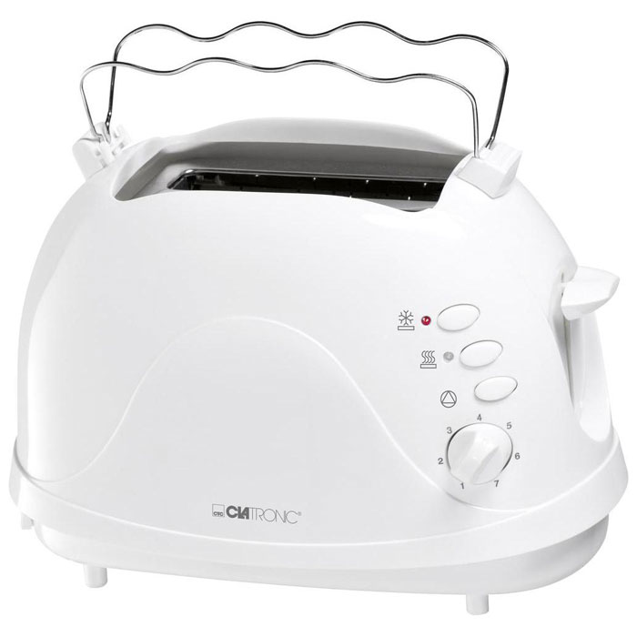 Clatronic TA 3, White тостерTA 3 weis Clatronic TA 3, White тостерTA 3 weisClatronic TA 3 - компактный тостер с оригинальным дизайном в термоизолированном корпусе. Прибор позволяет выставить 7 различных степеней обжаривания для тостов. Доступна плавная регулировка степени поджаривания и другие функции современных тостеров: центрирование, размораживание, подогрев, а также экстра-подъем тостов.