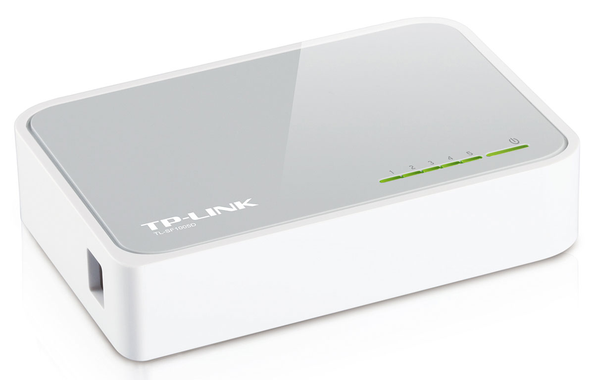 TP-Link TL-SF1005DTL-SF1005D TP-Link TL-SF1005DTL-SF1005DКоммутатор Fast Ethernet TP-Link TL-SF1005D предназначен для использования дома или в небольшом офисе, а также в рабочих группах.Все 5 портов поддерживают технологию авто-MDI/MDIX, не нужно беспокоится о типе кабеля, просто воткните кабель в устройство. Более того, благодаря инновационной энергосберегающей технологии коммутатор TL-SF1005D позволит сберечь до 70% потребляемой электроэнергии. 80% упаковочного материала может быть использовано вторично. Поэтому коммутатор является экологически-безопасным решением для Вашей деловой сети. Превосходные рабочие характеристики Коммутатор Fast Ethernet TL-SF1005D оснащен 5 портами 10/100 Мбит/с с автосогласованием и разъемами RJ45. Все порты поддерживают функцию авто-MDI/MDIX, устраняя необходимость использования кабеля с перекрещивающимися парами или портов с поддержкой функции Uplink. Благодаря использованию неблокирующей архитектуры коммутатор TL-SF1005D может передавать и фильтровать пакеты на максимально возможной для...