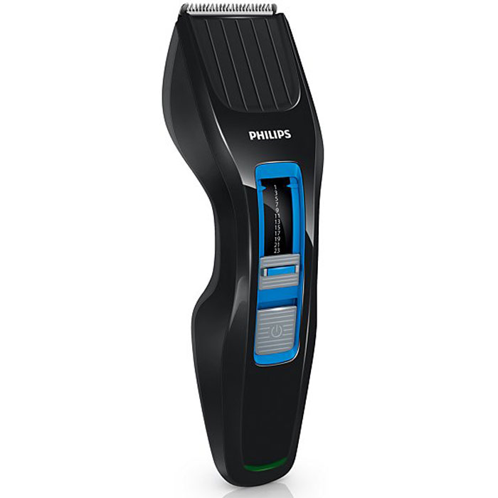 Philips HC3418/15 машинка для стрижки волосHC3418/15 Philips HC3418/15 машинка для стрижки волосHC3418/15Машинка для стрижки волос Philips HC3418/15 создана для отличных результатов и долгой службы. Инновационный режущий блок, лезвия из нержавеющей стали и регулируемый гребень — все, что нужно для быстрой и ровной стрижки снова и снова. Простое решение для стрижки волос любого типа: усовершенствованная технология DualCut — это режущий блок с двойной заточкой и низким коэффициентом трения. Инновационный режущий блок обеспечивает в два раза более быструю стрижку по сравнению с обычными машинками для стрижки Philips, что гарантирует превосходный результат. Выберите и зафиксируйте одну из 12 фиксируемых установок длины регулируемого гребня: от 1 мм до 23 мм с шагом 2 мм. Либо используйте прибор без гребня для минимальной длины 0,5 мм.