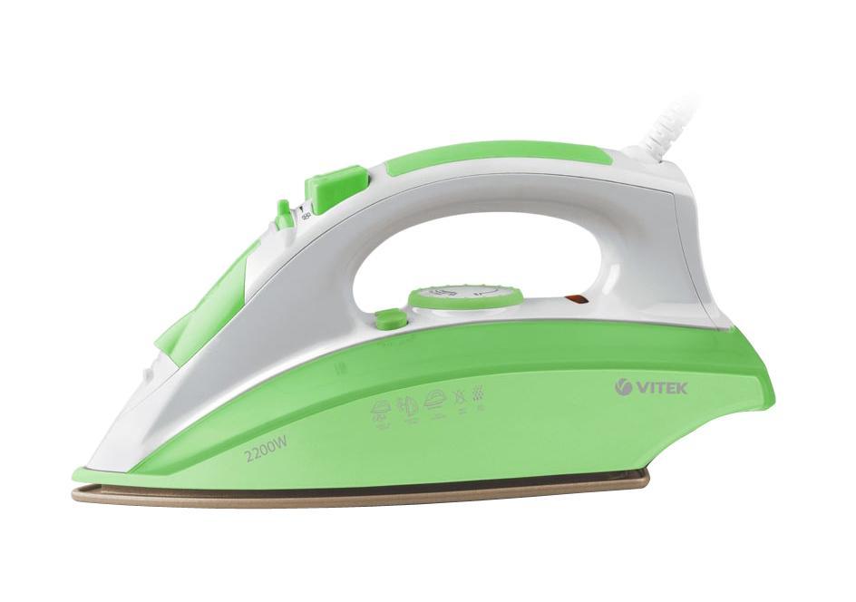 Vitek VT-1201 G, Green утюгVT-1201 G Vitek VT-1201 G, Green утюгVT-1201 GБыстро отгладить белье из тканей любой фактуры возможно с утюгом VT-1201 G. Его яркий и привлекательный дизайн дополняется высокой мощностью и функциональностью. Вас, несомненно, привлечет функция вертикального отпаривания, ведь, например, для отглаживания штор вам не потребуется гладильная доска. Вы оцените функцию разбрызгивания, которая позволит справиться даже с самыми устойчивыми складками на плотных тканях. А благодаря встроенной системе самоочистки работать прибор прослужит вам долго даже при частой эксплуатации, доставляя истинное удовольствие во время глажения. Инновационное антиприграное покрытие UltraCare наносится уникальным способом – распылением под давлением в два слоя. Благодаря своей высокой прочности оно позволяет гладить одежду с металлическими аксессуарами. Покрытие UltraCare делает поверхность подошвы безупречно гладкой – она не прилипает к ткани и не оставляет на ней блеска.