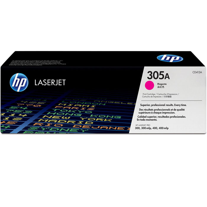 HP CE413A (305A), Purple картридж для лазерных принтеровCE413A HP CE413A (305A), Purple картридж для лазерных принтеровCE413AПурпурный картридж с тонером HP 305A LaserJet помогает создавать документы и маркетинговые материалы профессионального уровня. Поддержка достигнутого уровня производительности путем экономии времени и расходных материалов. Эти картриджи специально разработаны для использования с вашим принтером HP LaserJet Pro.