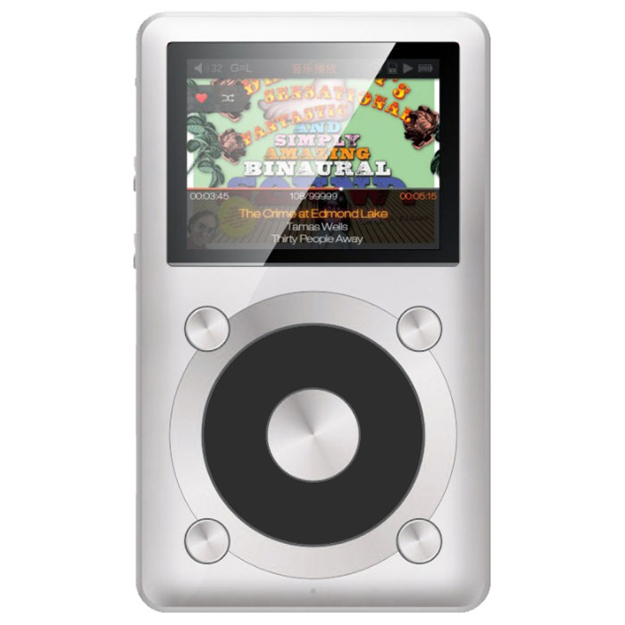 Fiio X1, Silver Hi-Res плеер15117790 Fiio X1, Silver Hi-Res плеер15117790Портативный плеер Fiio X1 является младшей моделью в линейке FiiO, однако он сохранил многие черты более дорогих аппаратов фирмы. В первую очередь это алюминиевый корпус с качественной отделкой и точной подгонкой всех деталей. Размеры аппарата компактны, поэтому его довольно удобно носить в кармане. На передней панели проигрывателя расположен TFT-дисплей с диагональю 2 дюйма и разрешением 320 х 240 пикселей, пользоваться которым очень удобно. Под дисплеем находится поворотное кольцо, по четырем сторонам которого расположены металлические кнопки управления основными функциями. Цифро-аналоговый преобразователь в плеере построен на базе микросхемы PCM5142, обладающей хорошими аудиохарактеристиками, а в усилителе для наушников используется ОУ OPA2322 и буферная микросхема ISL28291. Для хранения музыкальных композиций можно использовать карту памяти MicroSD объемом до 128 ГБ. FiiO X1 воспроизводит файлы всех распространенных форматов с параметрами до 24 бит / 192...
