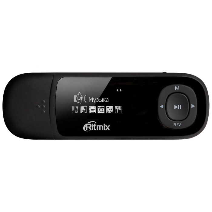 Ritmix RF-3450 16Gb, Black MP3-плеер15117441 Ritmix RF-3450 16Gb, Black MP3-плеер15117441Ritmix RF-3450 – компактный аудиоплеер, выполненный в формфакторе флэшки – коннектор под крышкой обеспечивает прямое подключение к компьютеру. Устройство оснащено 1-дюймовым дисплеем, на который выводятся названия треков и содержимое текстовых файлов. Имеются встроенные диктофон, радио и слот для карт памяти.