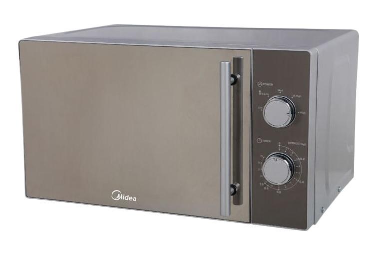 Midea MM720CMF микроволновая печьS302 Midea MM720CMF микроволновая печьS302СВЧ Midea MM720CMF сочетает в себе простоту управления и функциональность. Эмалированное покрытие внутренней части легко чистится от жира и остатков пищи, не оставляя пятен и разводов. Микроволновая печь СВЧ Midea MM720CMF оснащена функцией размораживания продуктов перед приготовлением. Необычный дизайн с использованием серебристого цвета хорошо смотрится на современной кухне и сочетается с остальными бытовыми приборами.