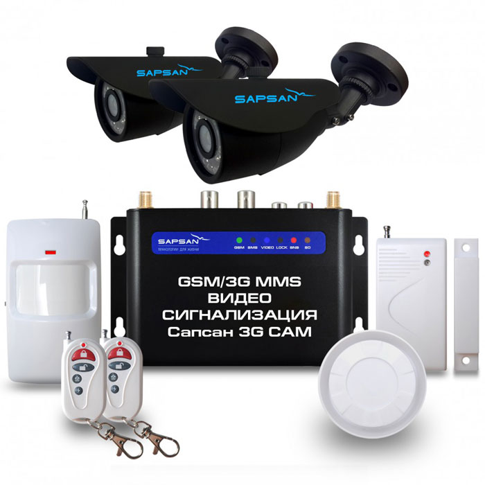 Sapsan 3G CAM Дача GSM-сигнализация (2 камеры)Sapsan 3G CAM ул2к (Дача) Sapsan 3G CAM Дача GSM-сигнализация (2 камеры)Sapsan 3G CAM ул2к (Дача)Беспроводная система Sapsan MMS 3G-CAM предназначена для дистанционного контроля и охраны недвижимости, путем получения SMS сообщений, MMS сообщений и звонков на заранее записанные номера телефонов абонентов (до 10 номеров). В данной системе есть возможность подключения двух аналоговых камер, кроме того, система также совершает видеозвонок с последующей записью на SD карту. На данный момент это самая инновационная и совершенная система , которая сможет защитит практически любой вид имущества, не только от злоумышленников, но от техногенных случаев. Стальной и прочный корпус делает систему максимально приспособленной к любому техногенному случаю, будь то пожар или человеческий фактор. Система приспособлена работать в суровых условиях, готова к сильным перепадам температур от -40С до +50С, что является большим преимуществом на российском рынке. Выносной морозостойкий и влагозащищенный термодатчик, благодаря которому осуществляется контроль отопления. Датчик...