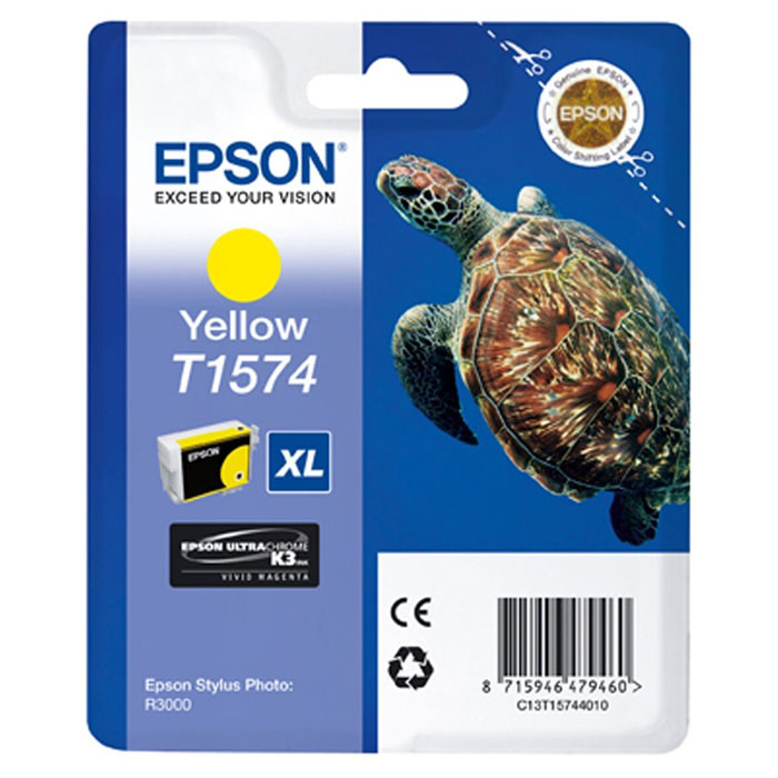 Epson T1574 XL (C13T15744010), Yellow картридж для Stylus Photo R3000C13T15744010 Epson T1574 XL (C13T15744010), Yellow картридж для Stylus Photo R3000C13T15744010Картридж с чернилами Epson T157 XL для струйных принтеров.