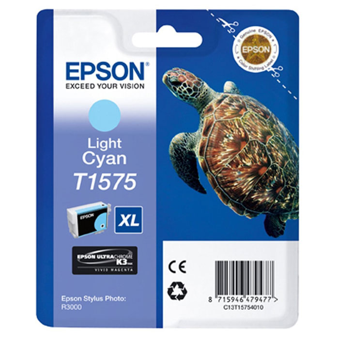 Epson T1575 XL (C13T15754010), Light Cyan картридж для Stylus Photo R3000C13T15754010 Epson T1575 XL (C13T15754010), Light Cyan картридж для Stylus Photo R3000C13T15754010Картридж с чернилами Epson T157 XL для струйных принтеров.