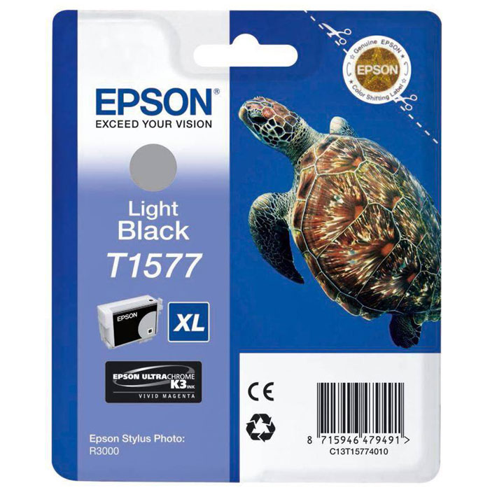 Epson T1577 XL (C13T15774010), Light Black картридж для Stylus Photo R3000C13T15774010 Epson T1577 XL (C13T15774010), Light Black картридж для Stylus Photo R3000C13T15774010Картридж с чернилами Epson T157 XL для струйных принтеров.