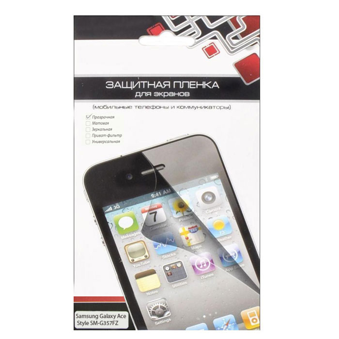 Liberty Project защитная пленка для Samsung Galaxy Ace Style SM-G357FZ, прозрачнаяR0006870 Liberty Project защитная пленка для Samsung Galaxy Ace Style SM-G357FZ, прозрачнаяR0006870Защитная пленка Liberty Project предназначена для защиты поверхности экрана Samsung Galaxy Ace Style SM-G357FZ, а также частей корпуса цифрового устройства от царапин, потертостей, отпечатков пальцев и прочих следов механического воздействия. Данная защитная пленка не снижает чувствительности на нажатие. На защитной пленке есть все технологические отверстия. Потребительские свойства и эргономика сенсорного экрана при этом не ухудшаются.