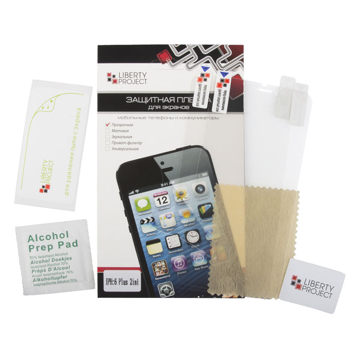 Liberty Project защитная пленка для iPhone 6 Plus, двойная прозрачнаяR0006624 Liberty Project защитная пленка для iPhone 6 Plus, двойная прозрачнаяR0006624Защитная пленка Liberty Project предназначена для защиты поверхности экрана, а также частей корпуса iPhone 6 Plus от царапин, потертостей, отпечатков пальцев и прочих следов механического воздействия.