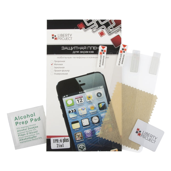 Liberty Project защитная пленка для iPhone 6 Plus, двойная матоваяR0006846 Liberty Project защитная пленка для iPhone 6 Plus, двойная матоваяR0006846Защитная пленка Liberty Project предназначена для защиты поверхности экрана, а также частей корпуса iPhone 6 Plus от царапин, потертостей, отпечатков пальцев и прочих следов механического воздействия.
