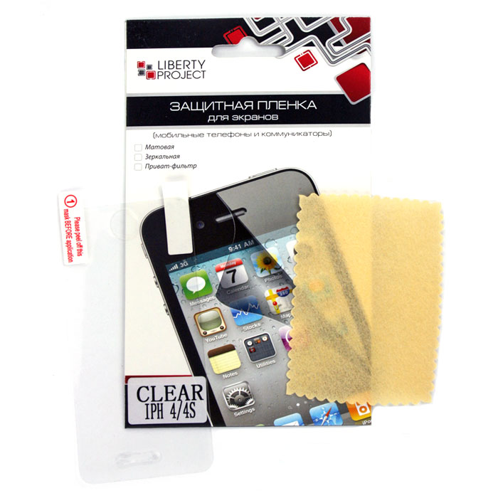 Liberty Project защитная пленка для iPhone 4/4S, прозрачнаяCD013609 Liberty Project защитная пленка для iPhone 4/4S, прозрачнаяCD013609Защитная пленка Liberty Project предназначена для защиты поверхности экрана, а также частей корпуса iPhone 4/4S от царапин, потертостей, отпечатков пальцев и прочих следов механического воздействия.