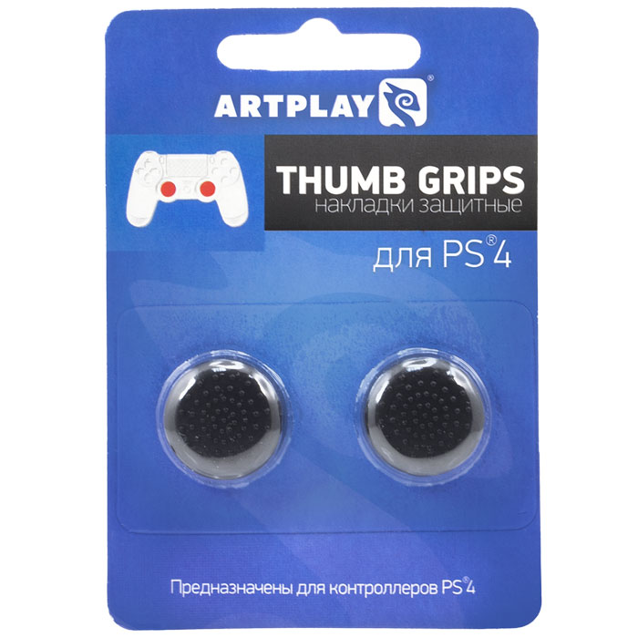 Artplays Thumb Grips защитные накладки на джойстики для PS4, Black (2 шт.)ACPS423 Artplays Thumb Grips защитные накладки на джойстики для PS4, Black (2 шт.)ACPS423Защитные накладки Artplays Thumb Grips предотвращают стирание стиков контроллера Playstation 4. Они изготовлены на силиконовой основе и обладают повышенной износостойкостью. Их поверхность предотвращает скольжение пальцев. Они легко крепятся к стикам и надежно сцепляются с ними.