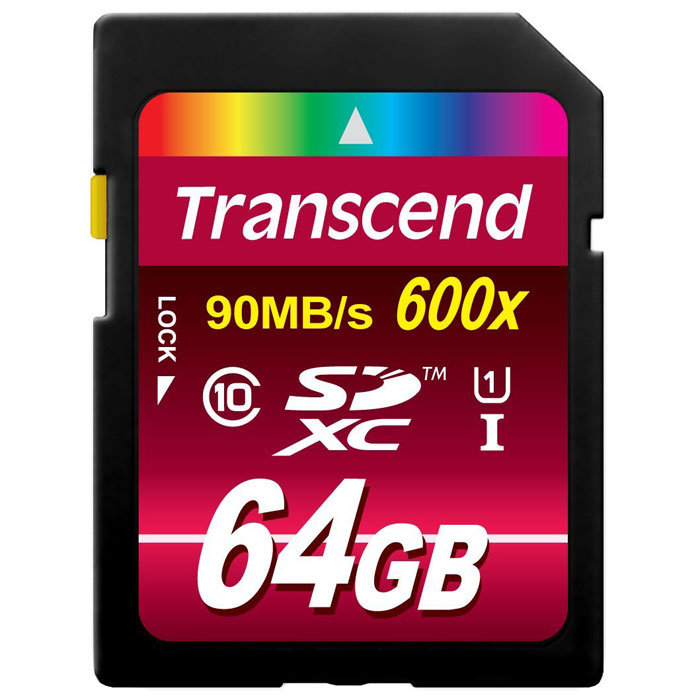 Transcend SDXC Class 10 UHS-I 600x 64GB карта памяти (TS64GSDXC10U1)TS64GSDXC10U1 Transcend SDXC Class 10 UHS-I 600x 64GB карта памяти (TS64GSDXC10U1)TS64GSDXC10U1Карты памяти Transcend SDXC Class 10 UHS-I 600x обеспечивают невероятный уровень быстродействия и предоставляют огромный объём памяти профессионалам, которые работают с передовым фото- и видеооборудованием. Эти карты памяти отвечают самым высоким требованиям к записи Full HD видео и изображений в высоком разрешении. Они обеспечивают улучшенную производительность фотокамеры в режиме серийной съемки и плавную запись видео в разрешении Full HD. Встроенная технология ECC предназначена для обнаружения и исправления ошибок при передаче данных. Для восстановления удаленных и утраченных данных с портативных носителей используется эксклюзивная программа RecoveRx.