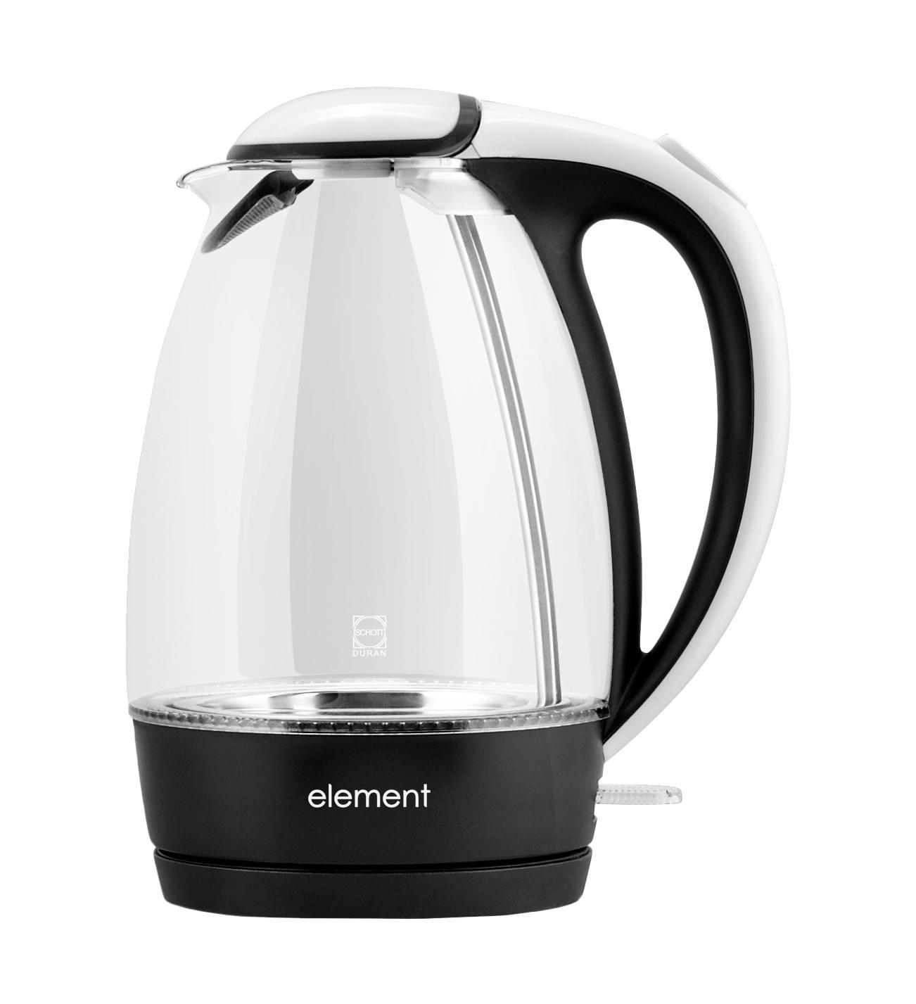 Element WF02GW, White Black электрочайникWF02GW Element WF02GW, White Black электрочайникWF02GWElement Element ElKettle WF02GW Element ElKettle WF02GW - это простой и удобный электрический чайник с объемом 1.7 литра. Он имеет стильный дизайн, а также корпус из металла и стекла. Мощность данной модели составляет 2200 Вт. Чайник оснащен подсветкой