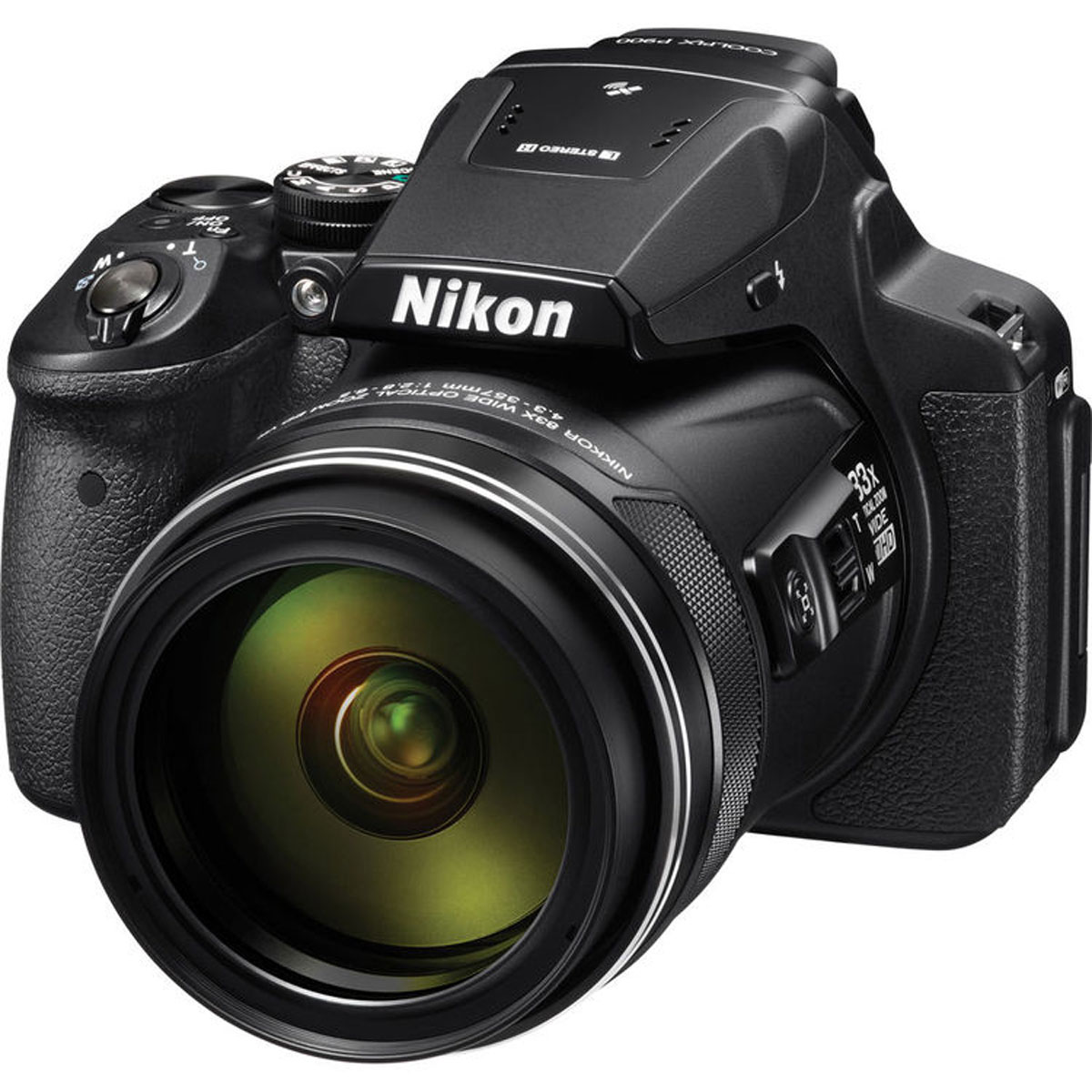 Nikon Coolpix P900, Black цифровая фотокамераVNA750E1 Nikon Coolpix P900, Black цифровая фотокамераVNA750E1Фотографы, увлекающиеся съемкой дикой природы и ночного неба, высоко оценят новую 16-мегапиксельную фотокамеру COOLPIX P900 со сверхмощным 83-кратным оптическим зумом, которая позволяет запечатлеть детали, невидимые человеческому глазу. Мгновенно начинайте съемку, используя ускоренную автофокусировку и сокращенную задержку перед спуском затвора. А также снимайте с выдержкой на 5,0 ступени длиннее, чем обычно, благодаря системе оптического подавления вибраций Dual Detect Optical VR, которая эффективно устраняет смазывание. Экран с переменным углом наклона и встроенный электронный видоискатель предоставляют широкие возможности для компоновки кадра при записи видеороликов Full HD, а также при телефотосъемке с максимальной детализацией. Встроенные модули GPS, ГЛОНАСС и QZSS обеспечивают получение точных данных о месте съемки. А благодаря встроенной функции Wi-Fi и поддержке технологии NFC можно сразу же поделиться полученными изображениями. ...