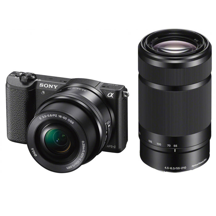 Sony Alpha A5100 Kit 16-50mm + 55-210mm, Black цифровая фотокамераILCE5100YB.CEC Sony Alpha A5100 Kit 16-50mm + 55-210mm, Black цифровая фотокамераILCE5100YB.CECSony Alpha A5100 - цифровая фотокамера со сменной оптикой для профессиональных результатов. Быстрый гибридный автофокус обеспечивает невероятную четкость и контрастность изображений и видео — вы не упустите ни одного кадра. Технология 4D FOCUS обеспечивает непревзойденную работу системы автофокуса в четырех измерениях: широкая зона охвата (2 измерения по горизонтали и вертикали), скорость работы автофокуса (3-е измерение, глубина) и следящий автофокус с упреждением (4-е измерение, время). Эта компактная камера с несколькими режимами автофокуса позволяет всегда получать потрясающие снимки. Следите за движущимися объектами, настраивайте размер кадра и получайте невероятно точную фокусировку. Совершенная матрица Exmor APS-C CMOS и усовершенствованный процессор изображений BIONZ X Размещение интегральных линз без зазоров оптимизирует светосилу и минимальный уровень шума. Улучшенный процессор использует алгоритм понижения шума для фотографий при...