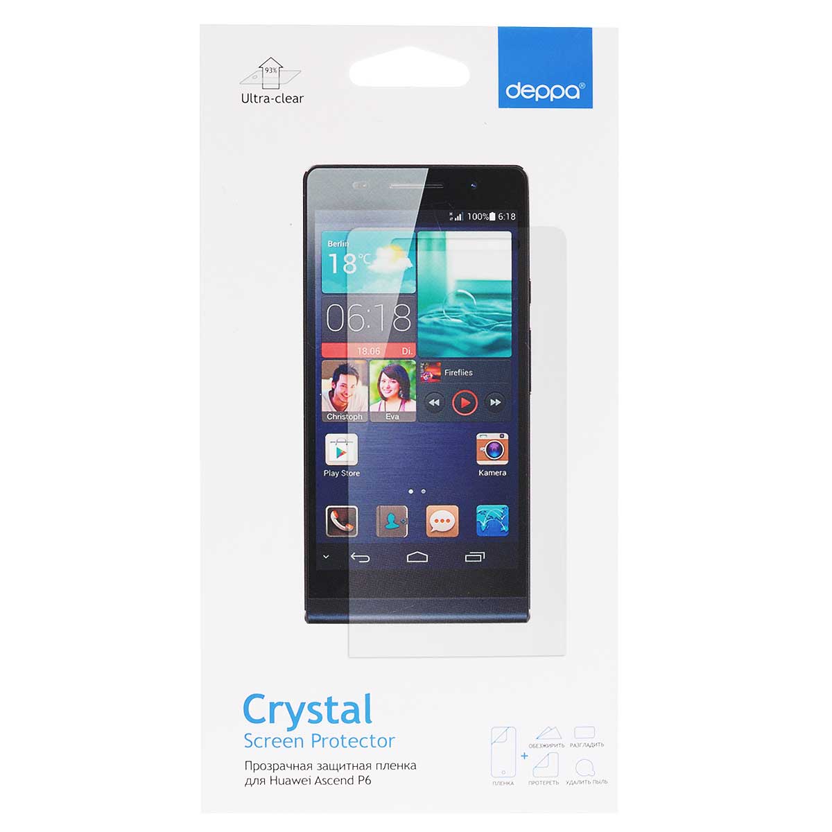 Deppa защитная пленка для Huawei Ascend P6, прозрачная61270 Deppa защитная пленка для Huawei Ascend P6, прозрачная61270Прозрачная пленка Deppa защитит устройство от царапин. Пленка изготовлена из трехслойного японского материала PET.